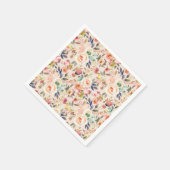 ヴィンテージアイボリーピンク茶色の水色の素朴なフローラ スタンダードカクテルナプキン (角)