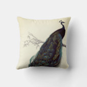 ヴィンテージアイボリーブルーエレガントカラフルピーコック クッション (裏面)