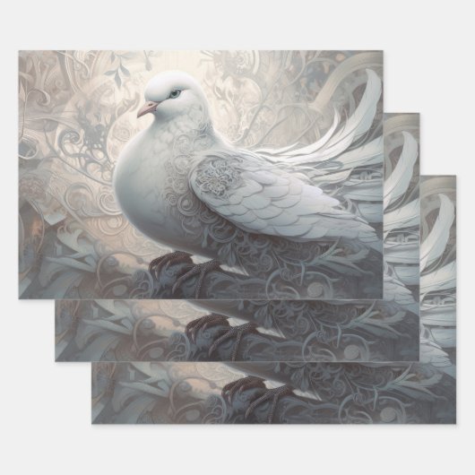 ヴィンテージアイボリーホワ結婚イト ラッピングペーパーシート (セット)