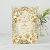ヴィンテージアイボリーリリー結婚フローラ 招待状 (スタンド正面)