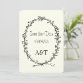 ヴィンテージアイボリー日付カードの保存 セーブザデート (スタンド正面)