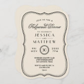 ヴィンテージアイボリー結婚アールデコのリハーサルディナー 招待状 (正面/裏面)
