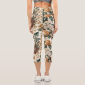 ヴィンテージアイボリー花数々の色バラ模様 カプリレギンス (裏面)