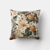 ヴィンテージアイボリー花数々の色バラ模様 クッション (裏面)