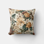 ヴィンテージアイボリー花数々の色バラ模様 クッション (正面)