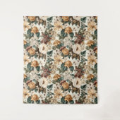 ヴィンテージアイボリー花数々の色バラ模様 タペストリー (正面)