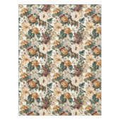 ヴィンテージアイボリー花数々の色バラ模様 テーブルクロス (正面)