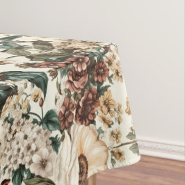 ヴィンテージアイボリー花数々の色バラ模様 テーブルクロス
