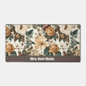 ヴィンテージアイボリー花数々の色バラ模様 デスクマット (正面)