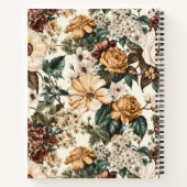 ヴィンテージアイボリー花数々の色バラ模様 ノートブック (裏面)