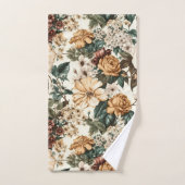 ヴィンテージアイボリー花数々の色バラ模様 バスタオルセット (ハンドタオル)