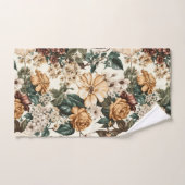 ヴィンテージアイボリー花数々の色バラ模様 バスタオルセット (ハンドタオル)