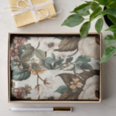 ヴィンテージアイボリー花数々の色バラ模様 薄葉紙 (ギフト)