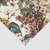 ヴィンテージアイボリー花数々の色バラ模様 薄葉紙 (詳細)