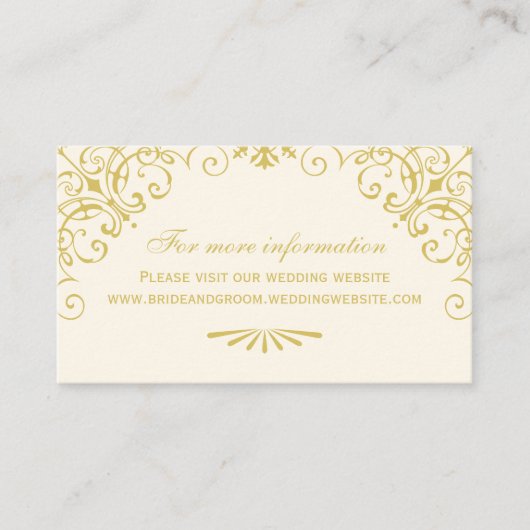 ヴィンテージアイボリー金ゴールド結婚アールデコのウェブサイト エンクロージャーカード (正面)