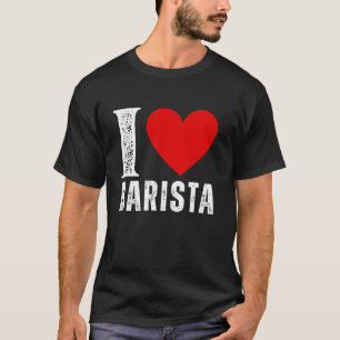 ヴィンテージアイラブバリスタマッチンググループコーヒー恋人 Tシャツ
