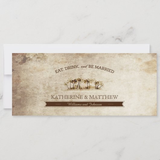 ヴィンテージアイランドリトリートビーチ宛先ウェディング 招待状 (裏面)