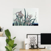 ヴィンテージアイリスとイナゴby葛飾北シア ポスター (ホームオフィス)