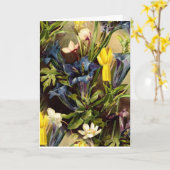 ヴィンテージアイリスとダフォディルの母の日 カード (黄色い花)