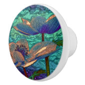 ヴィンテージアイリスデザインブルーとグリーン セラミックノブ (右)