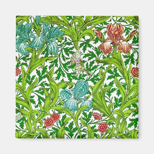 ヴィンテージアイリスバードフローラルパターンウイリアムモリス マグネット (正面)