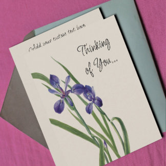 ヴィンテージアイリスフラワーズボタニカルウォーター色 ノートカード