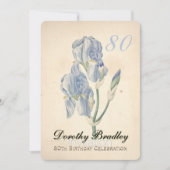 ヴィンテージアイリス80番目の誕生祝い招待状 招待状 (正面)