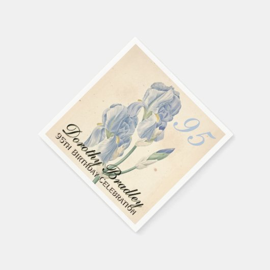 ヴィンテージアイリス95thバースデーパーティー紙ナプキンス スタンダードカクテルナプキン (角)