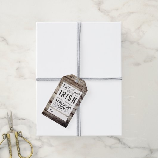 ヴィンテージアイリッシュウッドセントパトリックの日 ギフトタグ (より糸付き)