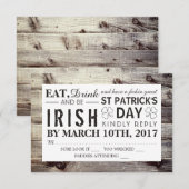 ヴィンテージアイリッシュウッドセントパトリックの日RSVP 出欠カード (正面/裏面)