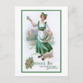 ヴィンテージアイリッシュガールとシャムロック シーズンポストカード (正面)