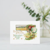 ヴィンテージアイリッシュガールとシャムロック ポストカード (スタンド正面)