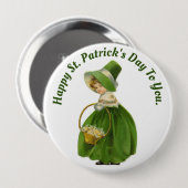 ヴィンテージアイリッシュガールラウンドボタン 缶バッジ (正面&裏面)