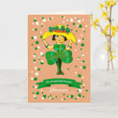 ヴィンテージアイリッシュガール名前をカスタムするセントパトリックの日 カード (黄色い花)