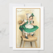 ヴィンテージアイリッシュガールSt.Patrick's Day Greeting シーズンカード (正面)