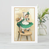 ヴィンテージアイリッシュガールSt.Patrick's Day Greeting シーズンカード (スタンド正面)