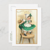 ヴィンテージアイリッシュガールSt.Patrick's Day Greeting シーズンポストカード (正面/裏面)