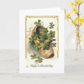 ヴィンテージアイリッシュシャムロックシューセントパトリックデイカード カード (黄色い花)