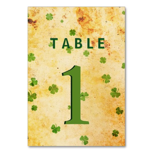 ヴィンテージアイリッシュシャームロックテーブルカード テーブルナンバー (正面)