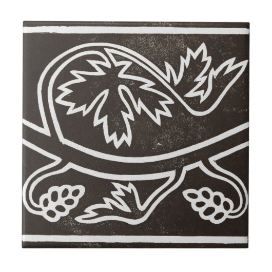 ヴィンテージアイリッシュセラミックアートデザインブラック タイル (正面)