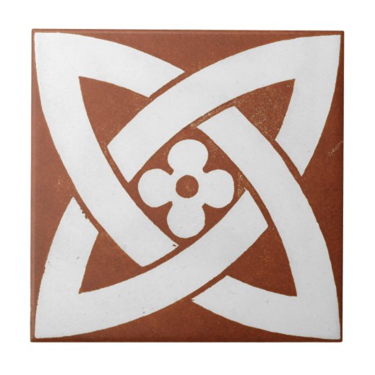 ヴィンテージアイリッシュセラミックアートデザインレッドセルト タイル (正面)