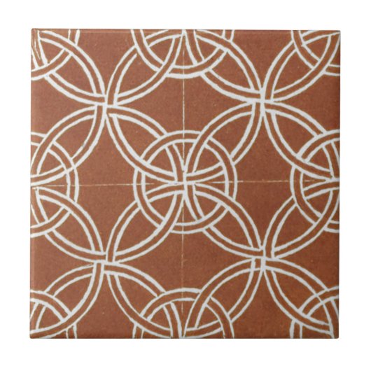 ヴィンテージアイリッシュセラミックアートデザインレッド タイル (正面)