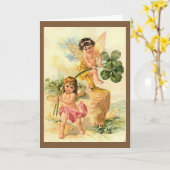 ヴィンテージアイリッシュセントパトリックの日シャムロックと妖精の国 カード (黄色い花)