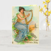 ヴィンテージアイリッシュハープ カード (黄色い花)