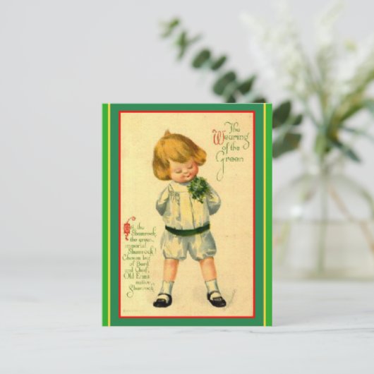 ヴィンテージアイリッシュラディ – セントパトリックの挨拶 ポストカード (スタンド正面)