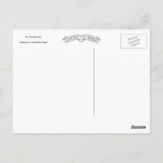 ヴィンテージアイリッシュラディ – セントパトリックの挨拶 ポストカード (裏面)