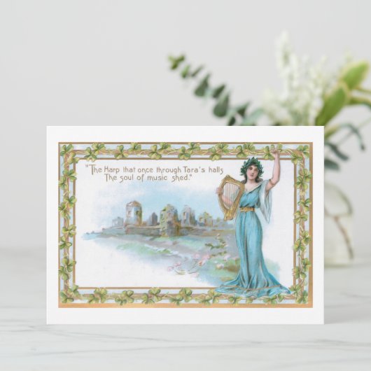 ヴィンテージアイリッシュレディとハープ&シャムロック縁ど シーズンカード (スタンド正面)