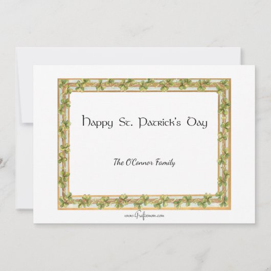 ヴィンテージアイリッシュレディとハープ&シャムロック縁ど シーズンカード (裏面)