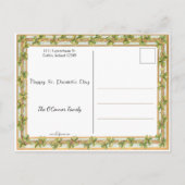 ヴィンテージアイリッシュレディとハープ&シャムロック縁ど シーズンポストカード (裏面)