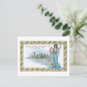 ヴィンテージアイリッシュレディとハープ&シャムロック縁ど シーズンポストカード (スタンド正面)